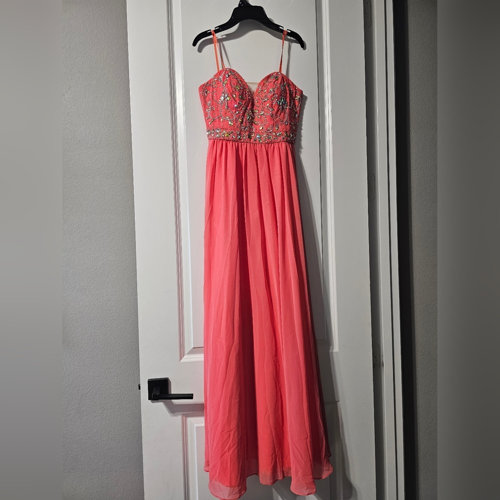 Elegant Coral Evening Gown